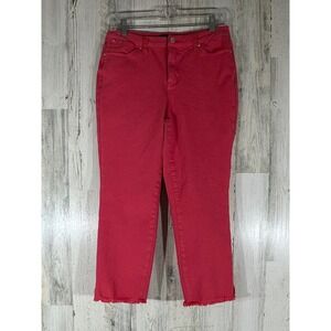 John Mark Jeans Size 8 Petite (28x23) Cropped Frayed Hem Mid Rise Dark Pink